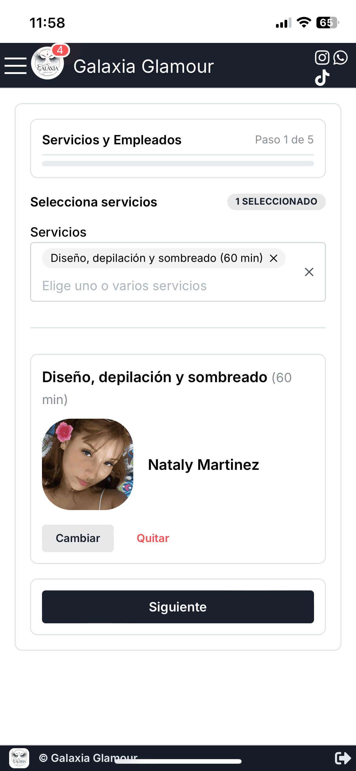 Paso 1: Selecciona uno o varios servicios y el trabajador