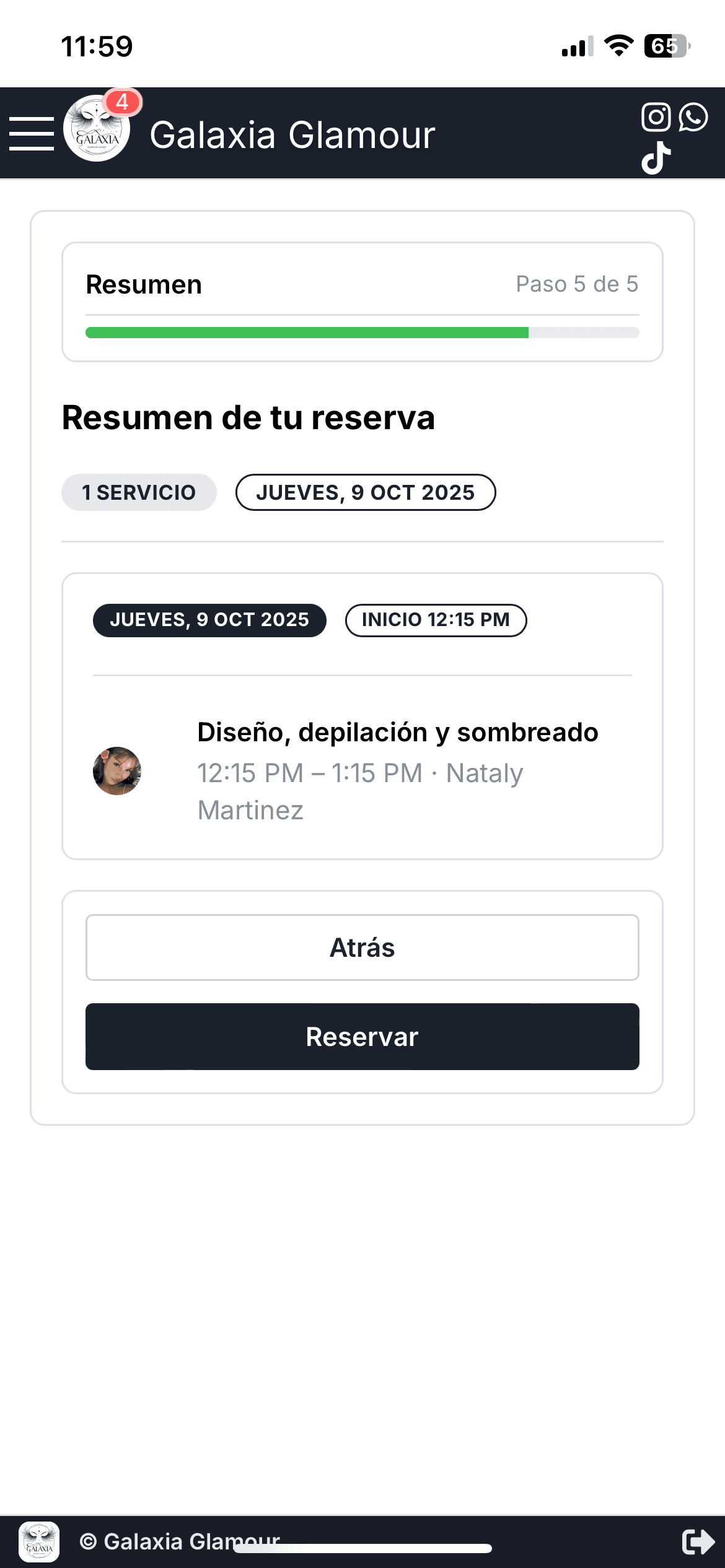 Paso 3: Ve el resumen de la reserva