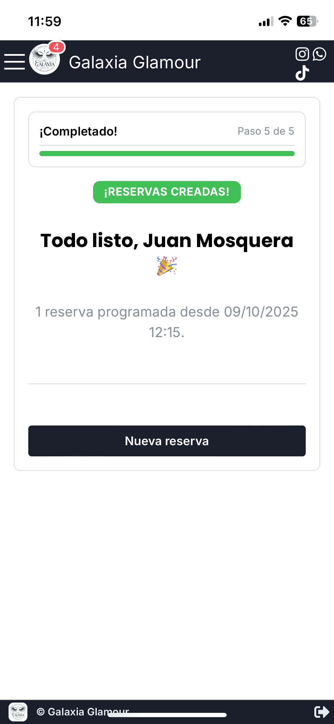 Paso 4: Confirmación automática o por aprobación según configuración del negocio